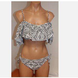 NWT Raisins Swimsuit Bikini 2 piece set Sz XL Off Shoulder Mermaid Flounce Bra